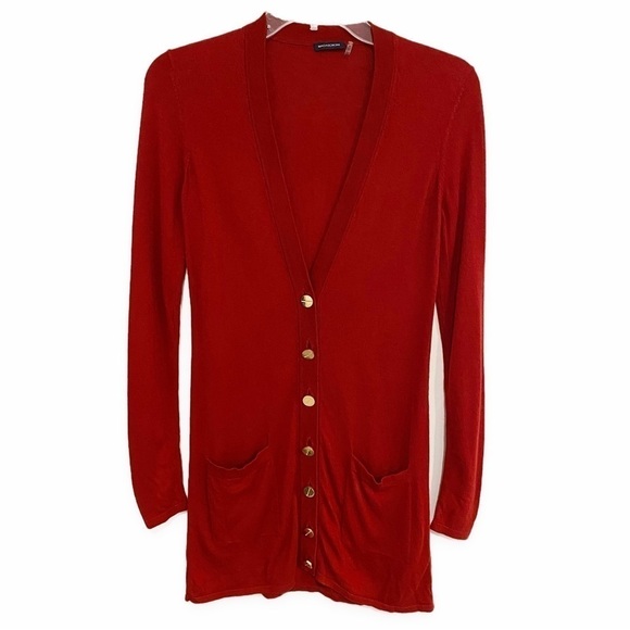 Magaschoni | Silk Cashmere Long Cardigan Maroon Button Front Size Small - Picture 1 of 7